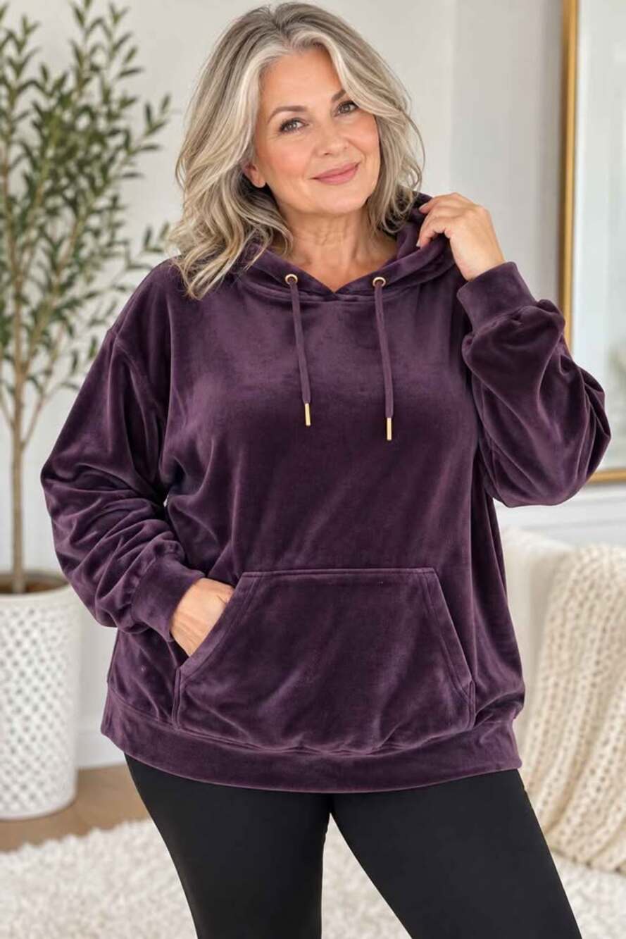 Shambhala Velour Hoodie 2XL – Plum Purple